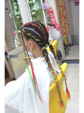 エクステ専門店ミキ 横浜店(MIKI) ダンスヘア★前髪人毛ブレイズコーンロウツインテールブレイズ