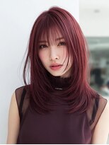 ダル 渋谷/表参道(DAL.)&nbsp;チェリーピンク／ミディアムレイヤー／くびれカット/ヨシンモリ
