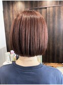 ロングショートワンカールパーマカーキグレージュ前髪錦糸町