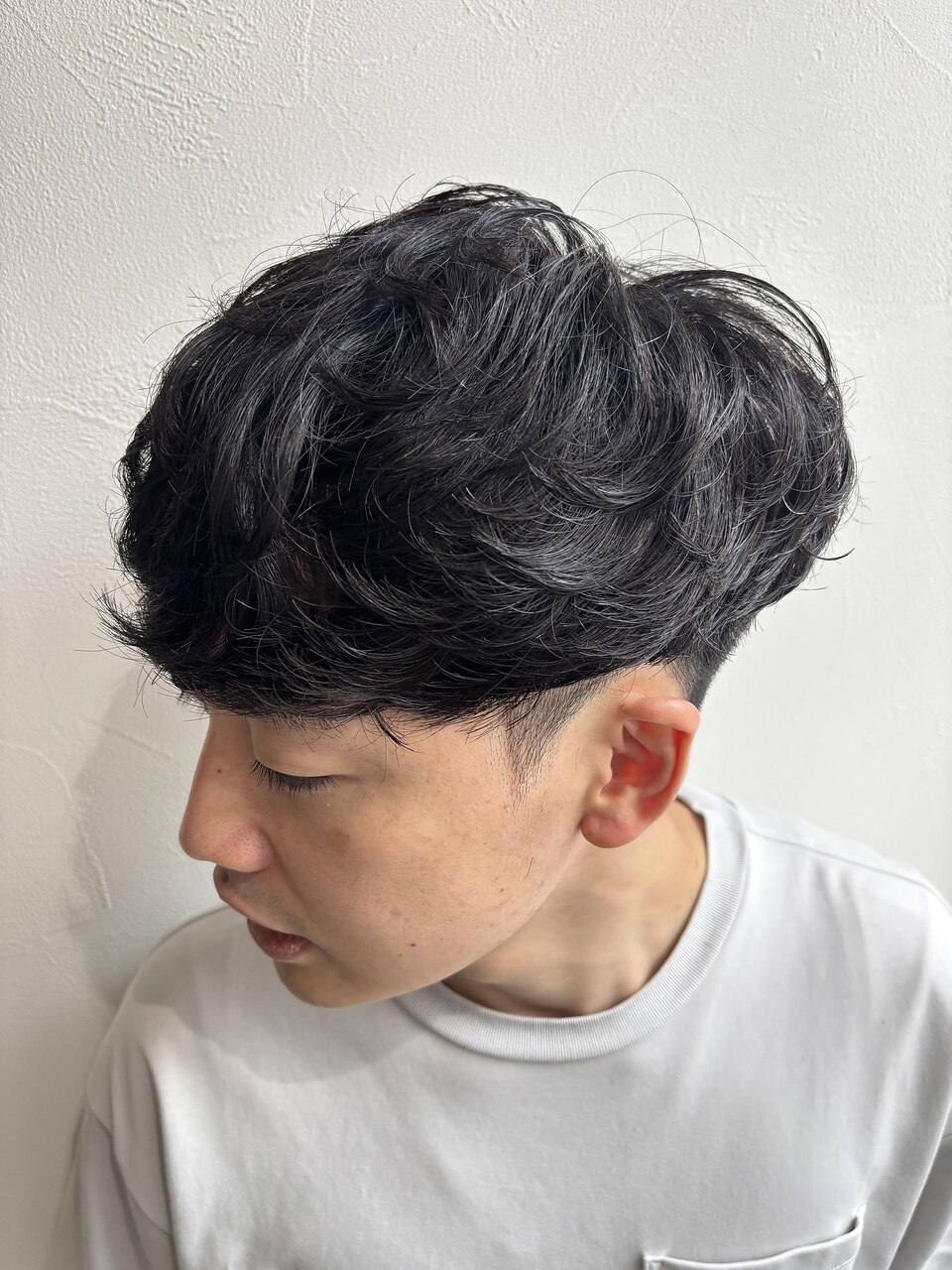 無造作ニュアンスツーブロックメンズパーママッシュ：L258255240