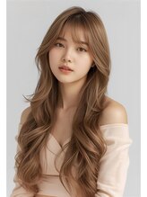 プライズ 成増店(prize) ミルクティーベージュレイヤーカット韓国ヘアハイトーン