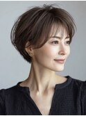 白髪ぼかし脱白髪染め似合わせショートボブ40代50代60代