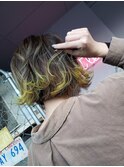 【attee...】バレイヤージュ×ぱつっとボブ×裾イエローカラー☆