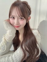 カシュカシュ 表参道(cache cache)&nbsp;ヘーゼルカラーとハーフアップアレンジ/シースルーぱっつん/前髪