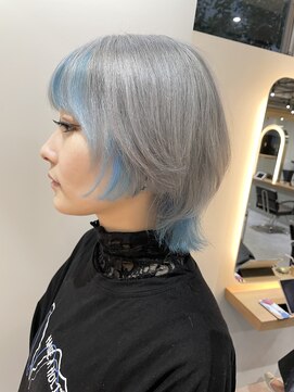 サロンドミルク 新百合ヶ丘店(salon de MiLK) ケアブリーチで染めるアイスブルーカラー【新百合ヶ丘】