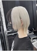 □デザインカラーレイヤーカットウエットヘアオリーブベージュ