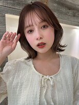 ベージュイヤリングカラーくびれボブ 結べるボブ【肥田亜沙美】