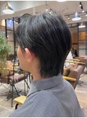 ダークアッシュ黒髪爽やかセンターパート社会人学生カット札幌