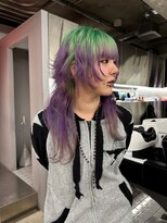 レコ 渋谷(LECO) ミント×バイオレットのルーツデザインハイトーンウルフ