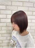 シースルーボブ×カシスレッド