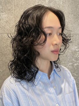 ピークアブー 原宿ハラカド(PEEK-A-BOO) 海外風大人ミディアムレイヤーハッシュカットデシタルパーマ