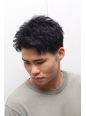 メンズバーバーツーブロックアップバングショートスタイル