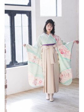 ケアル(Carel) 卒業式袴一式レンタル【水色】振袖×袴