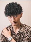 波巻きマッシュパーマ束間ハイライト/ツイストスパイラルパーマ