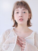 ラ ブレス 大阪梅田(LaBless) シルキーベージュ美髪前髪斜めバングこなれミディ(梅田)