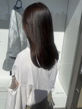 ビーヒアナウ N゜02 金沢鞍月店(BE HERE NOW) ロングワンレングス×グレージュブラウン