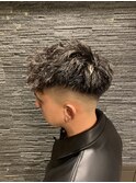 ツーブロックビジネスショートフェードスパイラルツイストパーマ