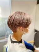 White beige×センターパート