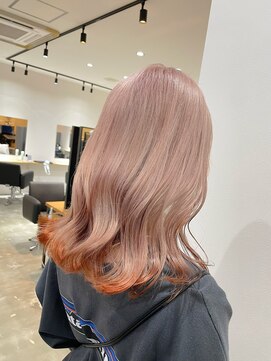 リノショアーズ 元町店(RINOSHORES) 透明感カラー★ダブルカラーミルクティーベージュ×オレンジ