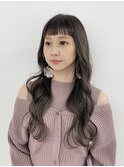 【イルミナカラー】ダークグレージュロングオン眉バング
