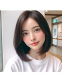 ゆるふわボブ美髪ミディアムウルフレイヤー 小顔似合わせカット