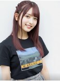 小顔ボブミディアムピンク20代30代40代くびれミディ韓国ヘア