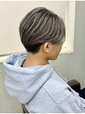 ミニウルフチェリーブラウンホワイトグレージュフェザーパーマ