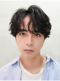 難波センターパートニュアンスパーマフェザーショート緩め色気