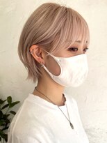 トレヘアー(tRe hair) ハイトーン ミニウルフ ハイライトカラー/ホワイトグレージュ