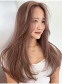 ミディアムヘアグレージュカラーデザインカラーシルキーベージュ