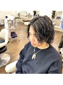 波巻きパーマ×メンズミディアム