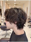 波巻きスパイラルパーマウルフカットツイストパーマメンズパーマ