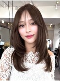 ロングレイヤー艶髪美髪 小顔 似合わせ ブラウンカラー 骨格補正