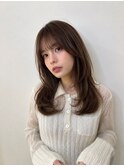 顔周りレイヤーカット_暖色カラー_ツヤ髪
