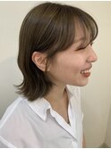 くびれヘア、韓国ボブ、グレーベージュ、オリーブベージュ