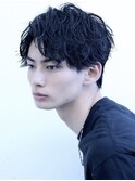 ツイストスパイラルパーマアップバングマッシュウルフ