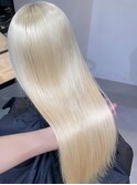 16056抜きっぱなしブリーチ金髪レイヤーロングホワイトブロンド