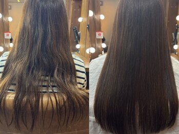 エアージーモ 小倉店(Fate design Air G mo)の写真/ダメージ/癖/ボリューム/潰れる/頭皮トラブル等多くのお悩みは扱い方で解消☆[左がbefore、右がafter]