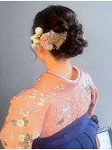 袴ヘアセット 卒業式 着物へア お団子 編みこみ アップスタイル