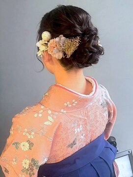 ナカオコアフュール(NAKAO COIFFURE) 袴ヘアセット 卒業式 着物へア お団子 編みこみ アップスタイル