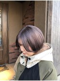 丸みボブ×モーブグレージュ