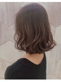 【ボブ】【ハイライト】【グレージュ】【セミディ】なみ巻きボブ