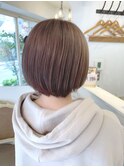 ハイトーンピンクベージュブリーチ1回大人丸みショート世田谷区