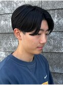 センターパートニュアンスパーマ刈り上げツーブロックメンズヘア