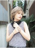 【小顔】ふわボブ_ミルクティーグレージュ_Oyamada