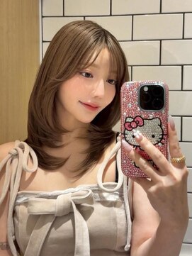 ノク(nok) ふんわり_ミニウルフチェリーブラウンホワイトグレージュ