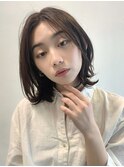 くびれボブ大人ガーリー外ハネボブダークブラウン30代40代