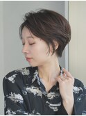 丸みショート・ボブ/丸顔/前髪あり/絶壁解消/30代/40代/50代