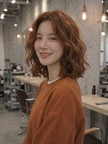 ノラ シブヤ(NORA)&nbsp;小顔ミディアムパーマミディアムデジタルパーマボブパーマ前髪