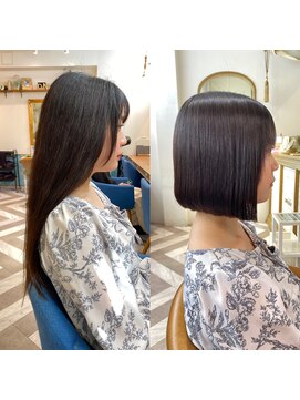 ロンドアベニール 北千住(Lond avenir) 【髪質改善】美髪縮毛矯正　切りっぱなしボブ　前髪　西田大樹